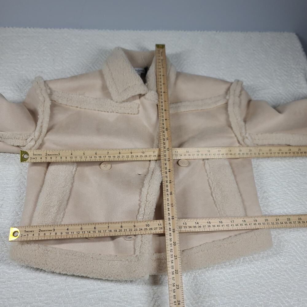 Area Stars Aurora bomber faux suede shearling cream Sz Med Cropped Minimalist - Picture 6 of 13